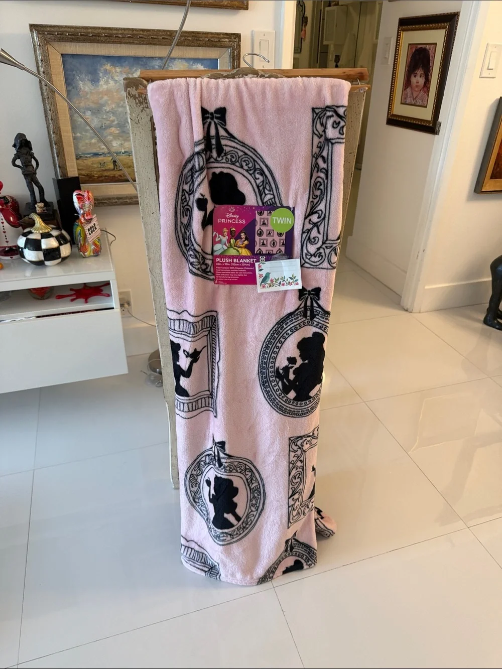Disney Pink & Black Plush Disney Princesses Silhouette Throw Blanket